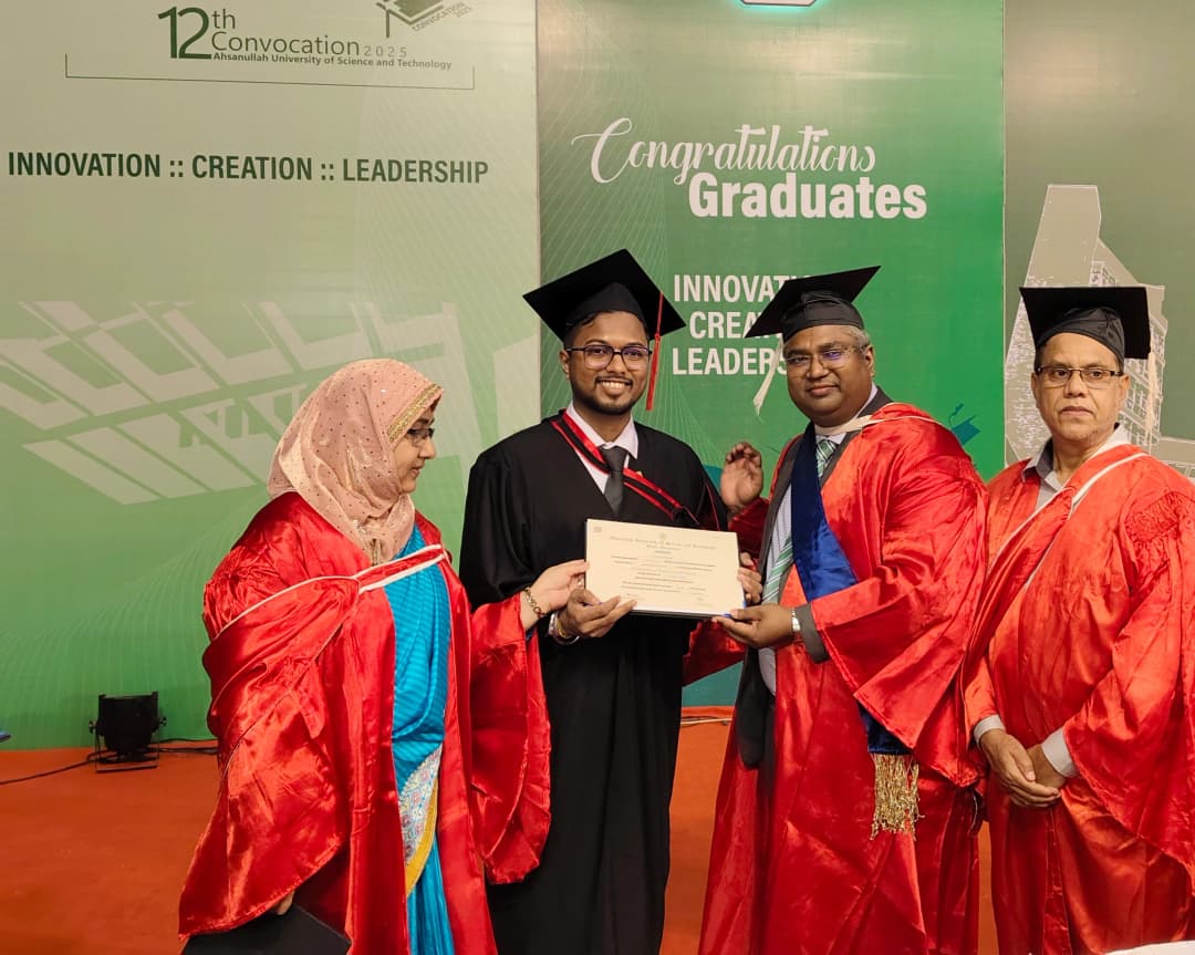 Tonmoy Talukder at the 12th Convocation of Ahsanullah University of Science and Technology on 24 May 2025